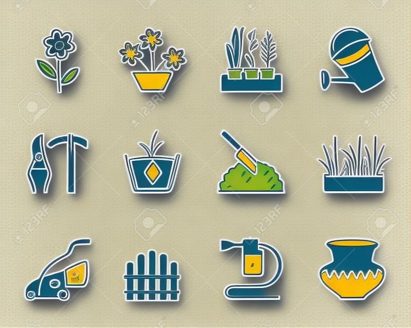 Flower and garden icons set - vector illustration