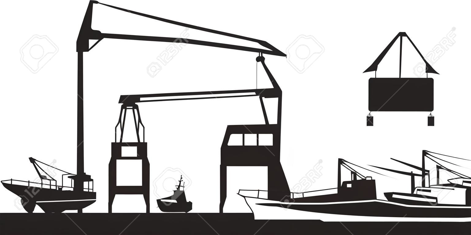 Cargo terminal port  vector illustration