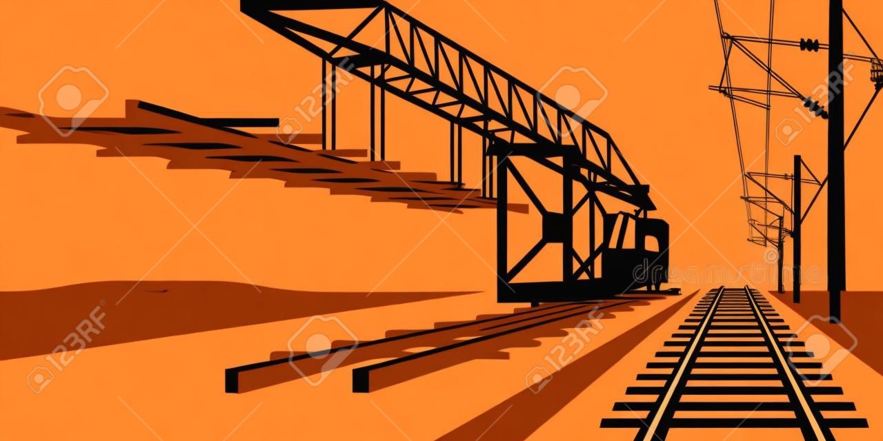 Строительство железнодорожного пути - векторные иллюстрации