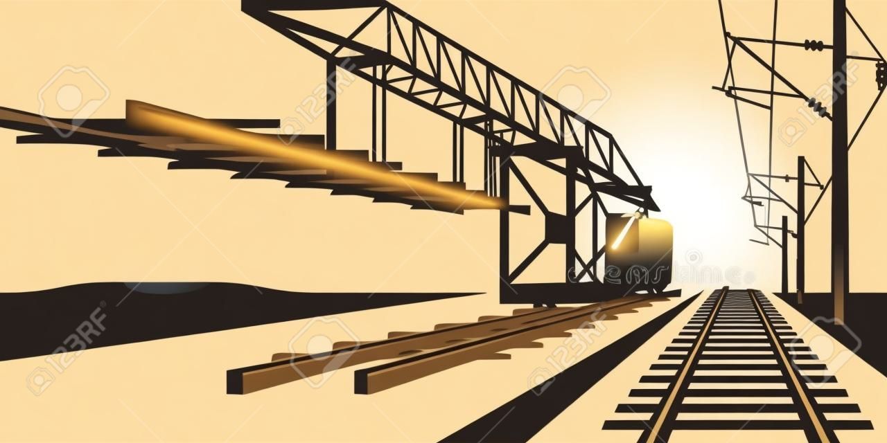 Construction of railway track - vector illustration