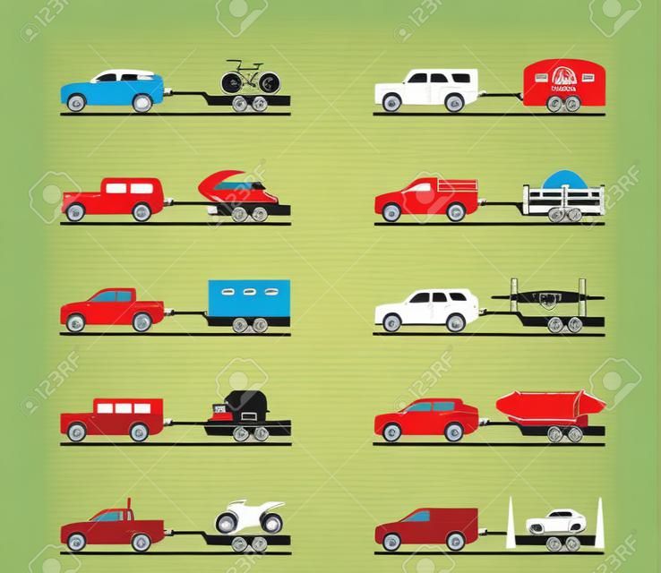 貨車和卡車與拖車-矢量圖