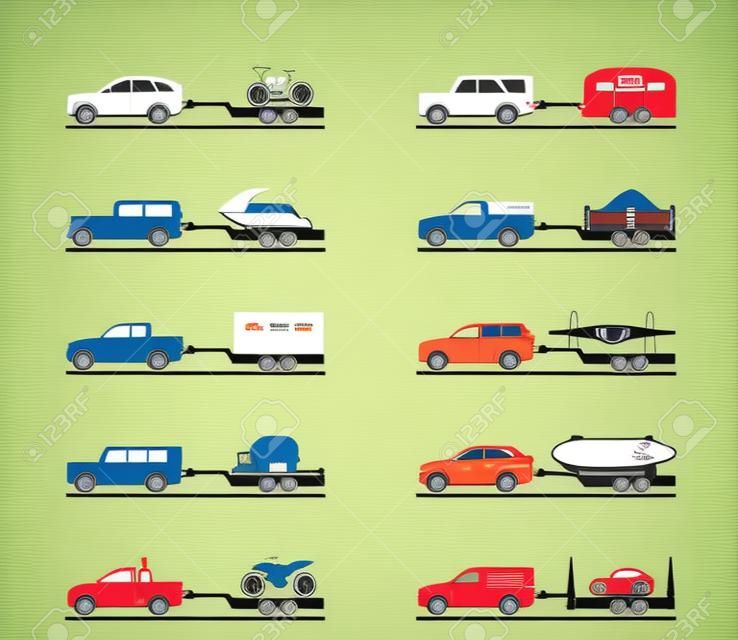 貨車和卡車與拖車-矢量圖