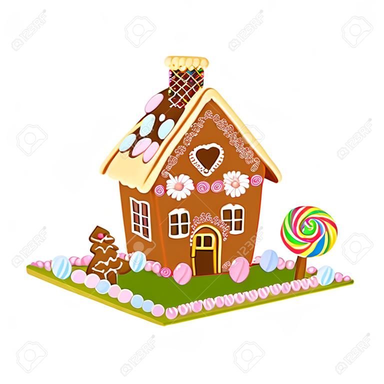 isolated gingerbread easter house on white background