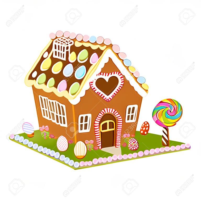 isolated gingerbread easter house on white background