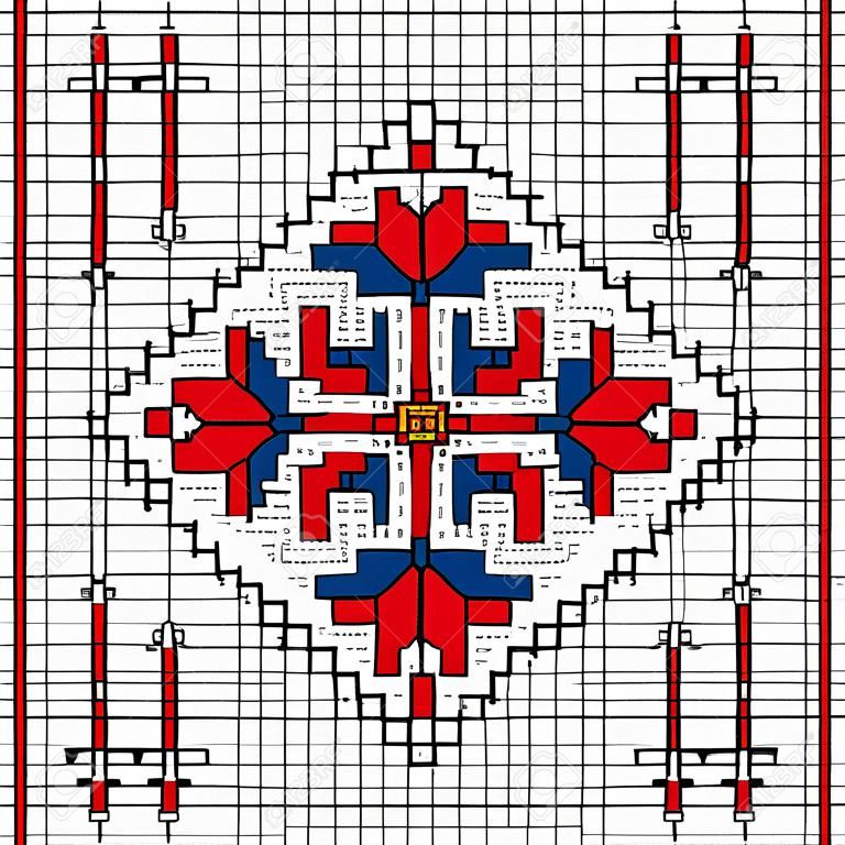 Traditional Slavic embroidery scheme. Bulgarian motifs. Vector Illustration