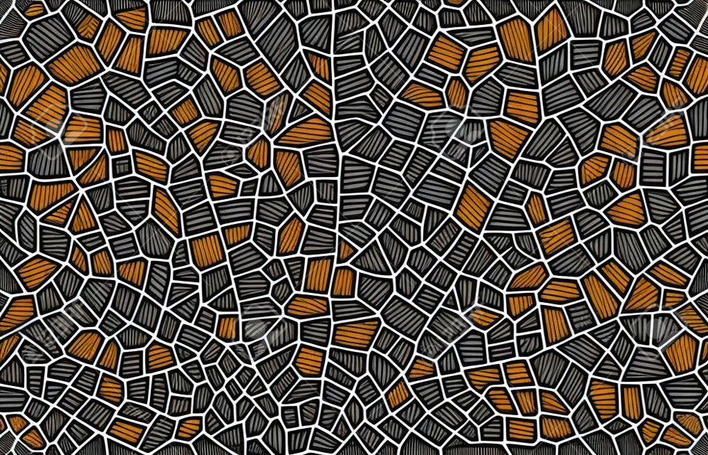 Illustration of seamless pattern with abstract reticular ornament in black color isolated