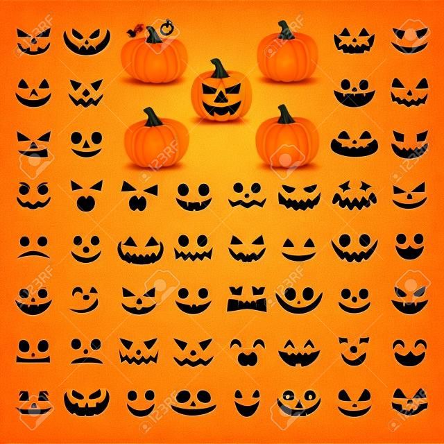 O símbolo principal do feriado feliz de Halloween. Abóbora laranja com sorriso para o seu design para o feriado Halloween. Colete sua própria abóbora. Ilustração vetorial.