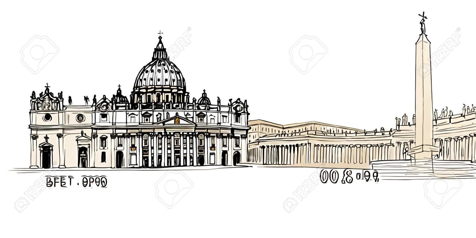 Sketch do Vaticano mão desenhada imagem. ilustração.