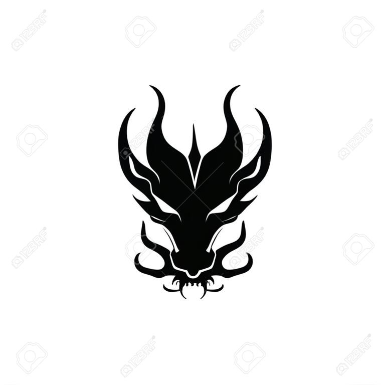 Ilustración de vector de plantilla de logotipo de color plano de cabeza de dragón