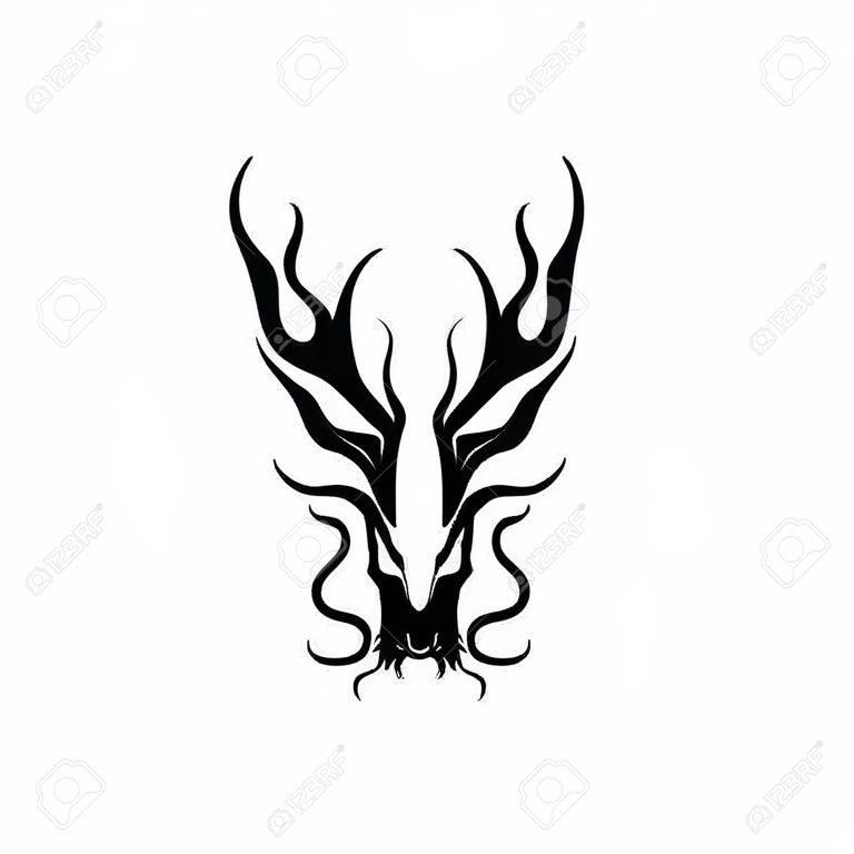 Ilustración de vector de plantilla de logotipo de color plano de cabeza de dragón