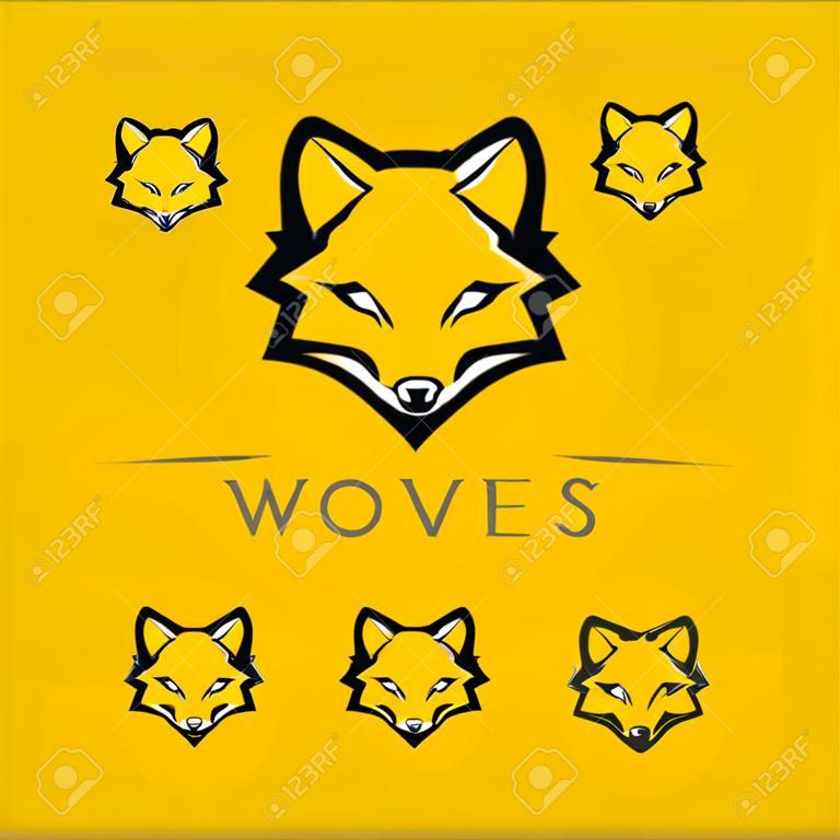 Wolven logo, vos, wolf hoofd. dier vector en logo ontwerp wilde brullen hond illustratie.