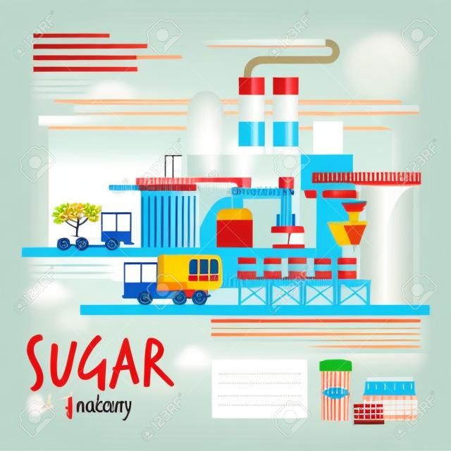 Промышленная концепция сахара - векторные иллюстрации