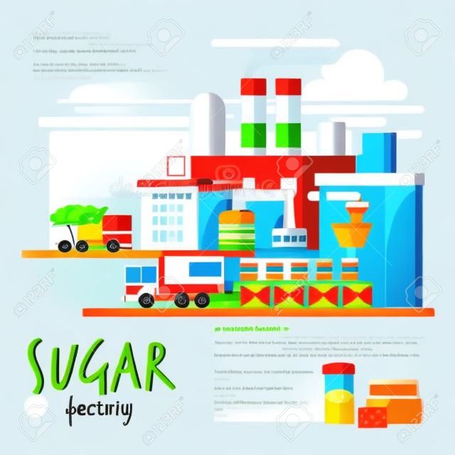 Conceito industrial de açúcar - ilustração vetorial