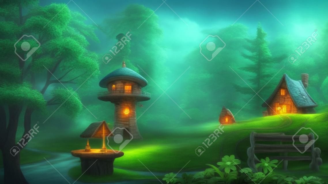 Maison magique dans la forêt
