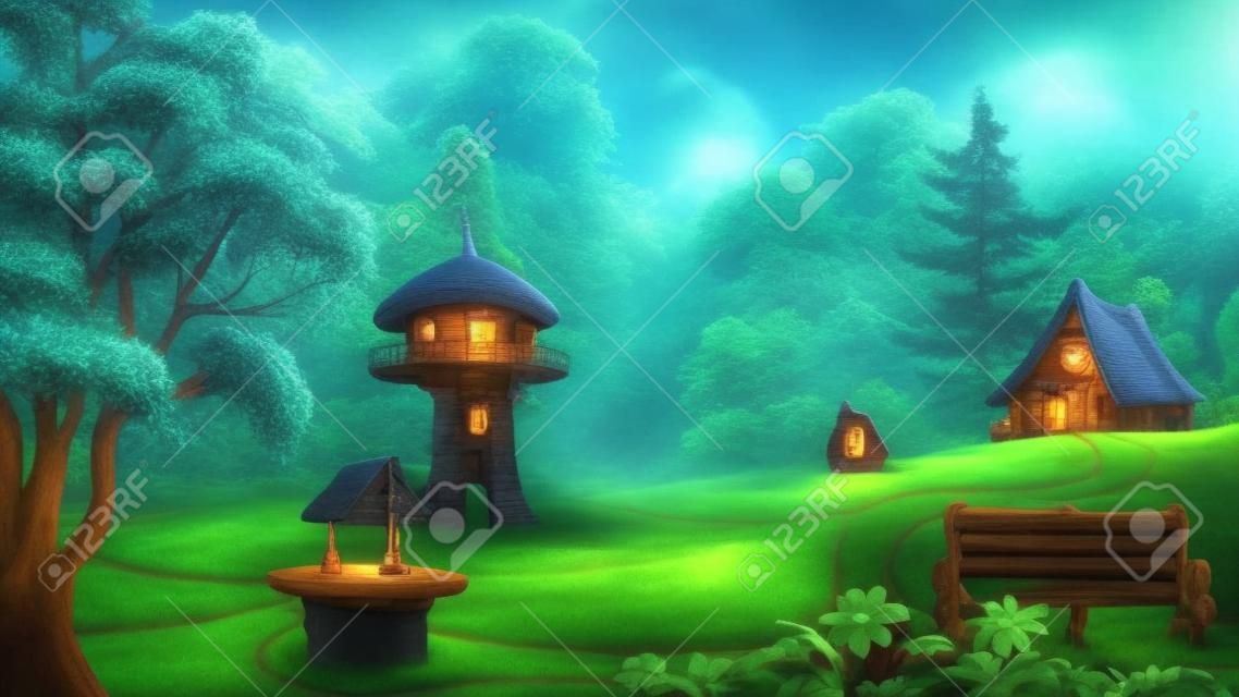 Maison magique dans la forêt