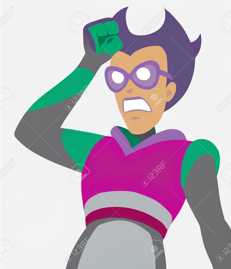 Vector emoticon illustration of a comic villain