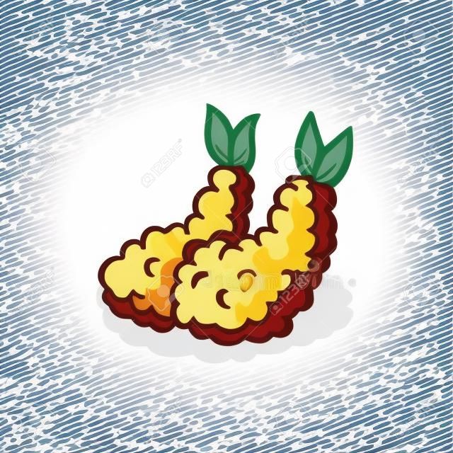 Tempura Camarão Fried Japanese Food Ebifurai Ilustração vetorial cone dos desenhos animados