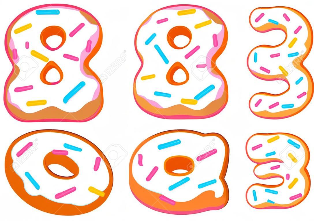Sweet donut font vector with number 8 shape.