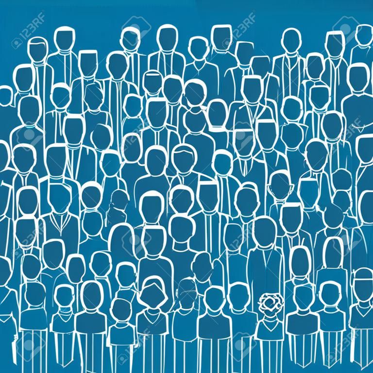 The crowd of abstract people, line style. Flat design, vector illustration.