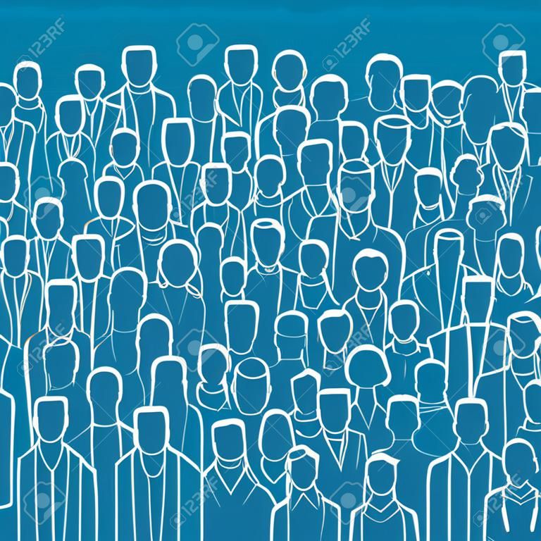 The crowd of abstract people, line style. Flat design, vector illustration.