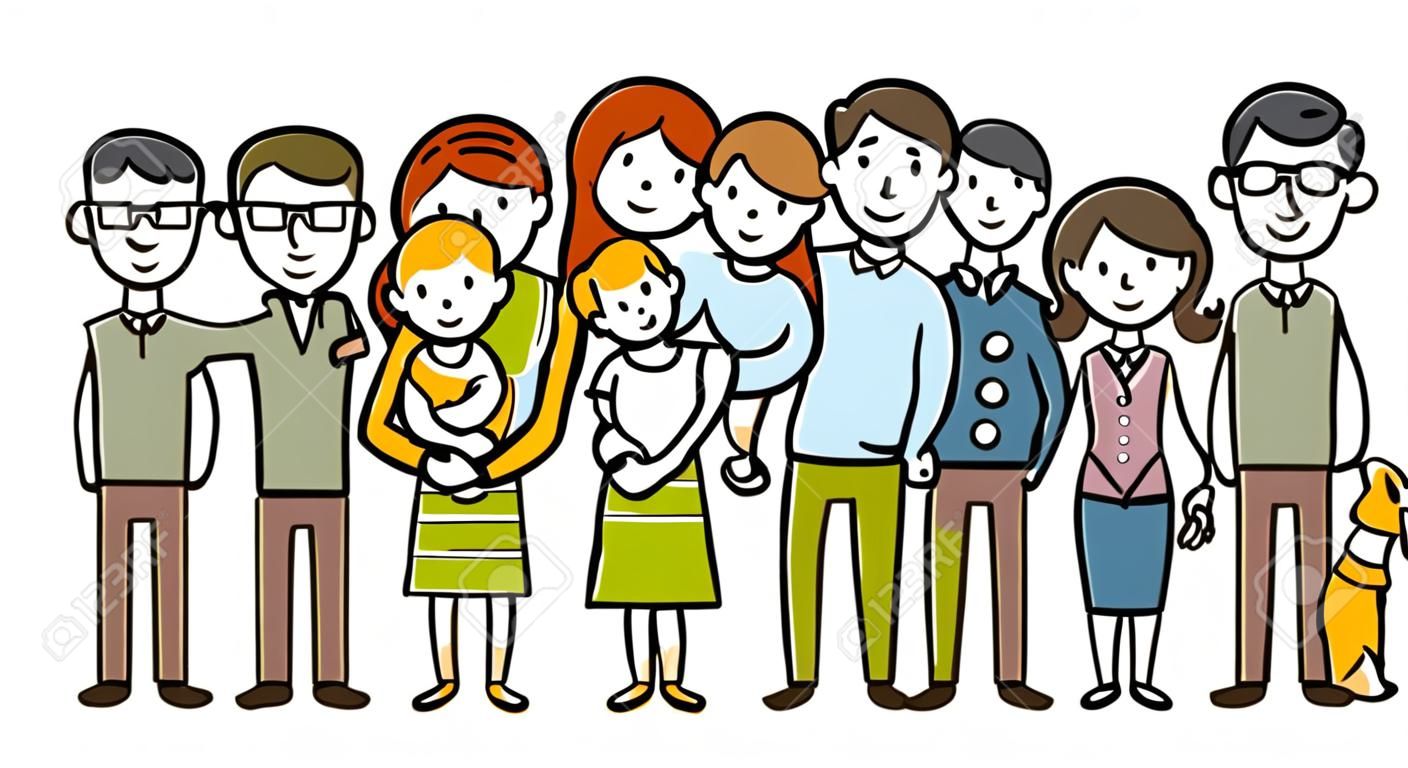 Big happy family. Vector illustration.