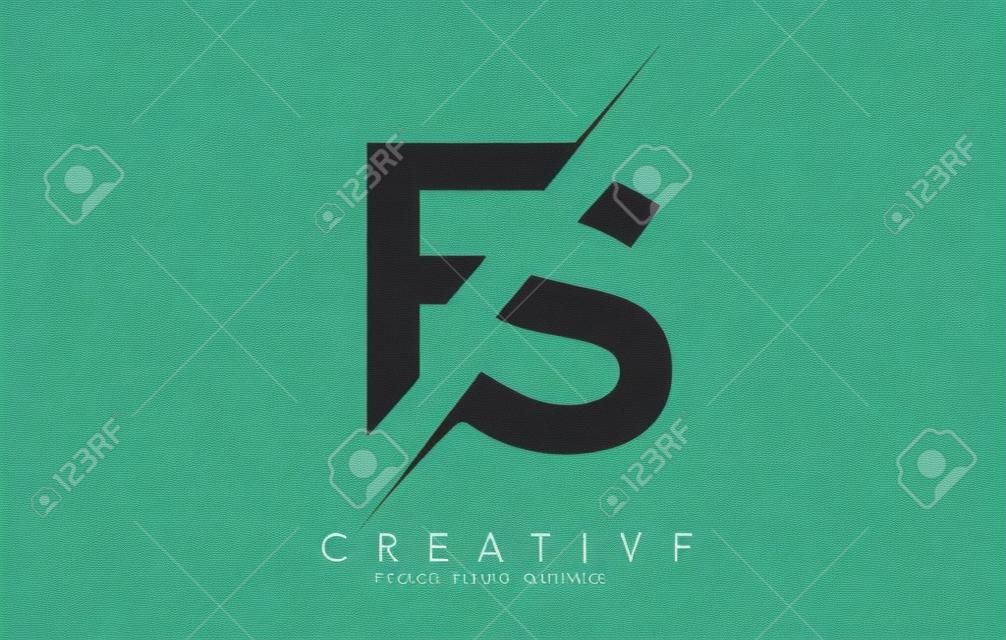 クリエイティブカットを備えたFS F Sレターロゴデザイン。クリエイティブなロゴデザイン.