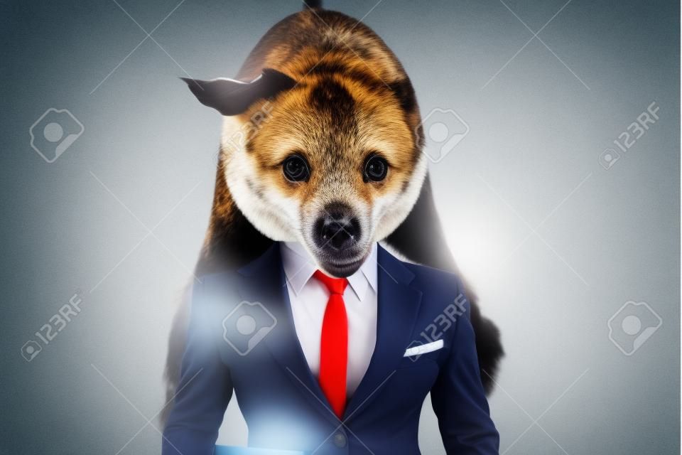 Animal in business suit close-up. The essence of ambition, confidence and competence in today's fast-paced business world. Ai Generated.