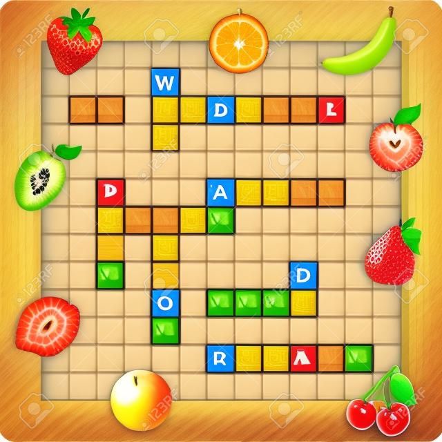 Obst Kreuzworträtsel, Wörter-Spiel für Kinder