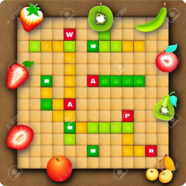 Obst Kreuzworträtsel, Wörter-Spiel für Kinder