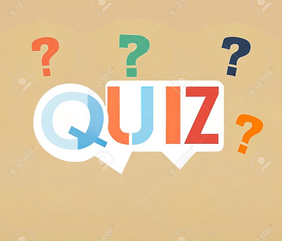 Quiz logo with speech bubble symbols, flat icon. Question competition. Questionnaire concept. Vector background