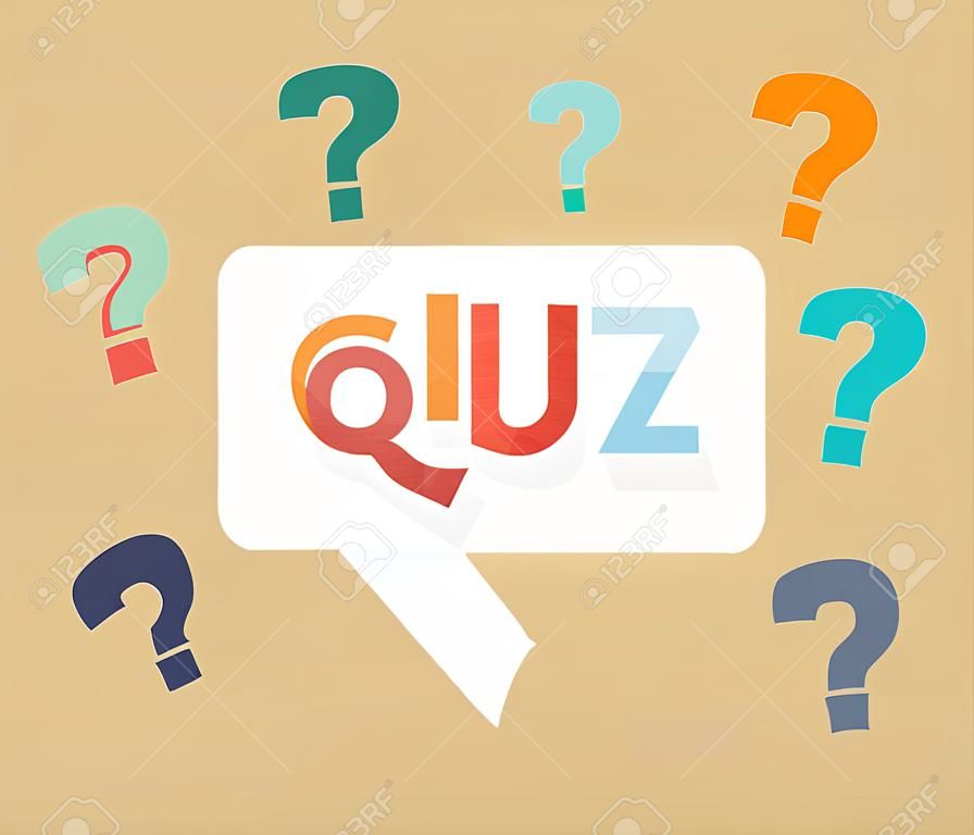 Quiz logo with speech bubble symbols, flat icon. Question competition. Questionnaire concept. Vector background