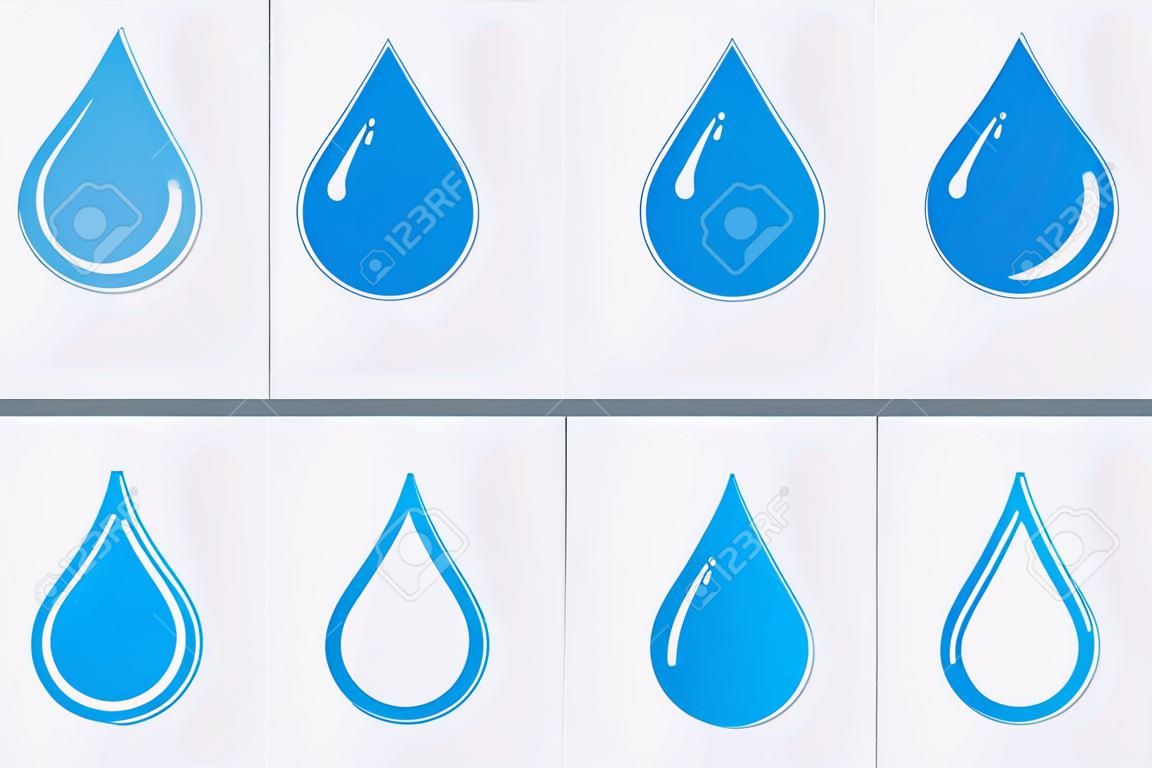 Icone di goccia d'acqua. Insieme di vettore
