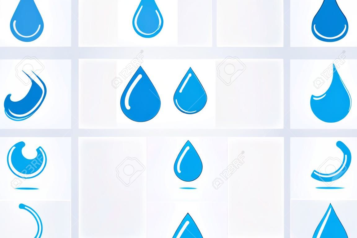 Icone di goccia d'acqua. Insieme di vettore