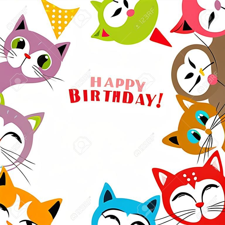 komik kedi ile doğum günü kartı