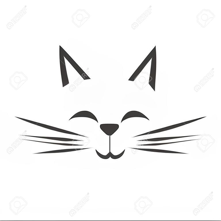 Icône de visage de chat noir isolé sur blanc