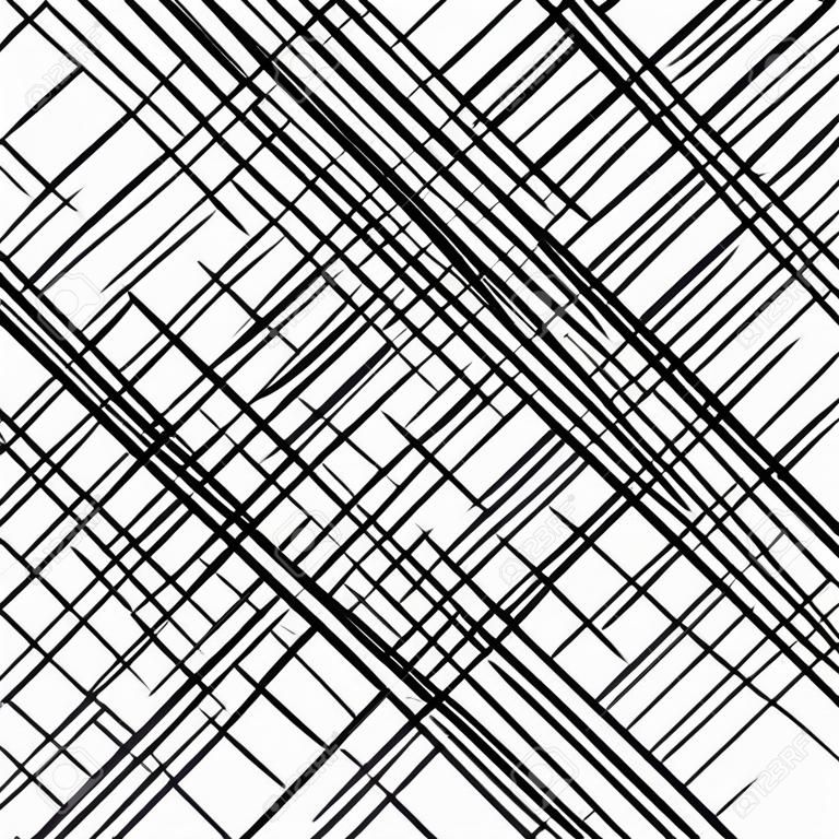 クリスクロスパターン。直線が交差するテクスチャ。抽象グランジ、テクスチャの背景、レイアウトを作成する要素を設計します。デジタルハッチング。ベクトルの図