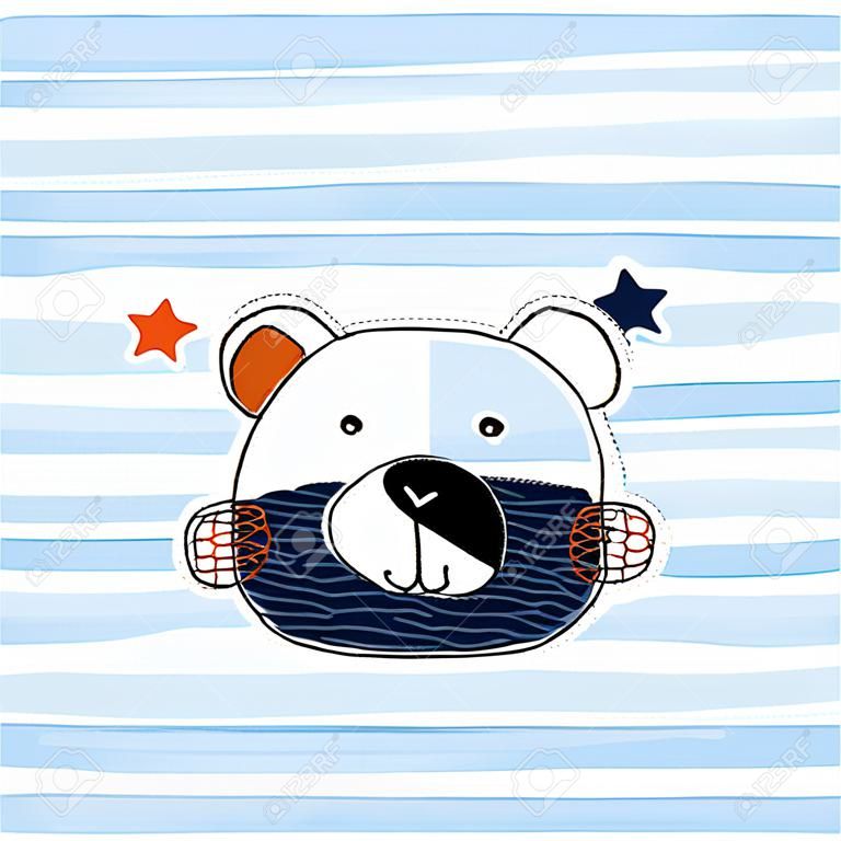 Cute Teddy Bear vectior illustration for greeting card, baby shower, t-shirt design
