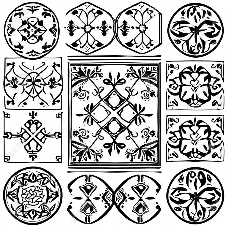 Illustration Vecteur de carrelage marocain signe pour la conception, le site, fond, bannière. élément espagnol pour papier peint, céramique ou textile. Modèle Ornement Moyen-âge Texture