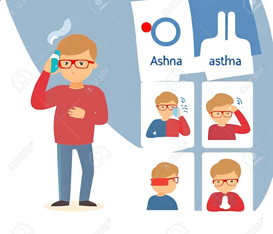 哮喘症狀字符孤立平