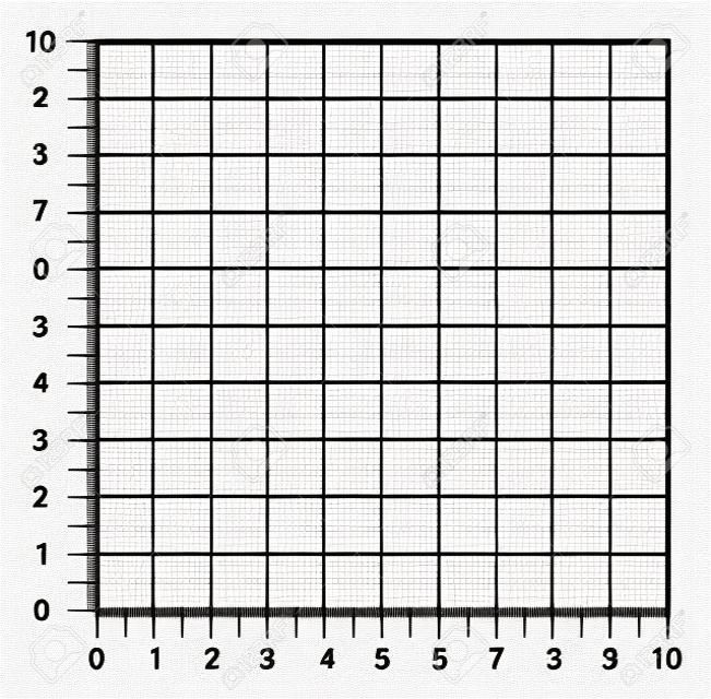 Measured grid. Graph plotting grid. Corner ruler with sets of measurement numbers isolated on the white background. Vector graph paper template background