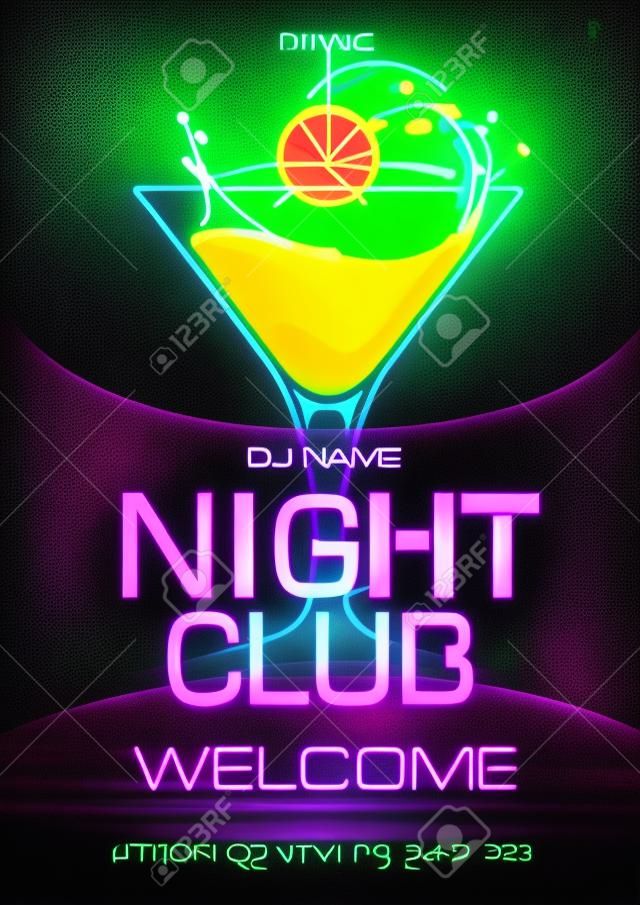 Neon Disco cocktail party poster.