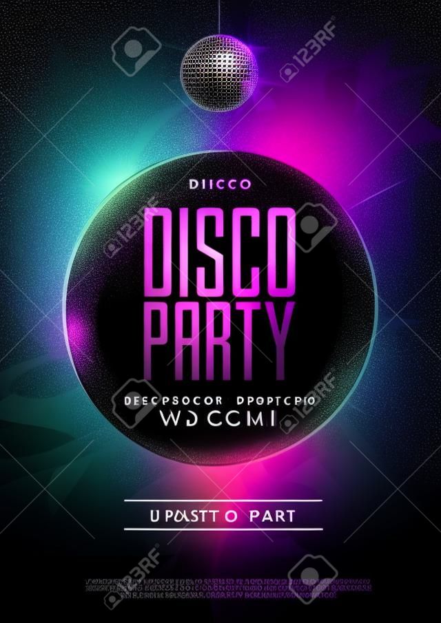 Disco bal achtergrond. Disco party poster op open ruimte achtergrond. Nachtclub
