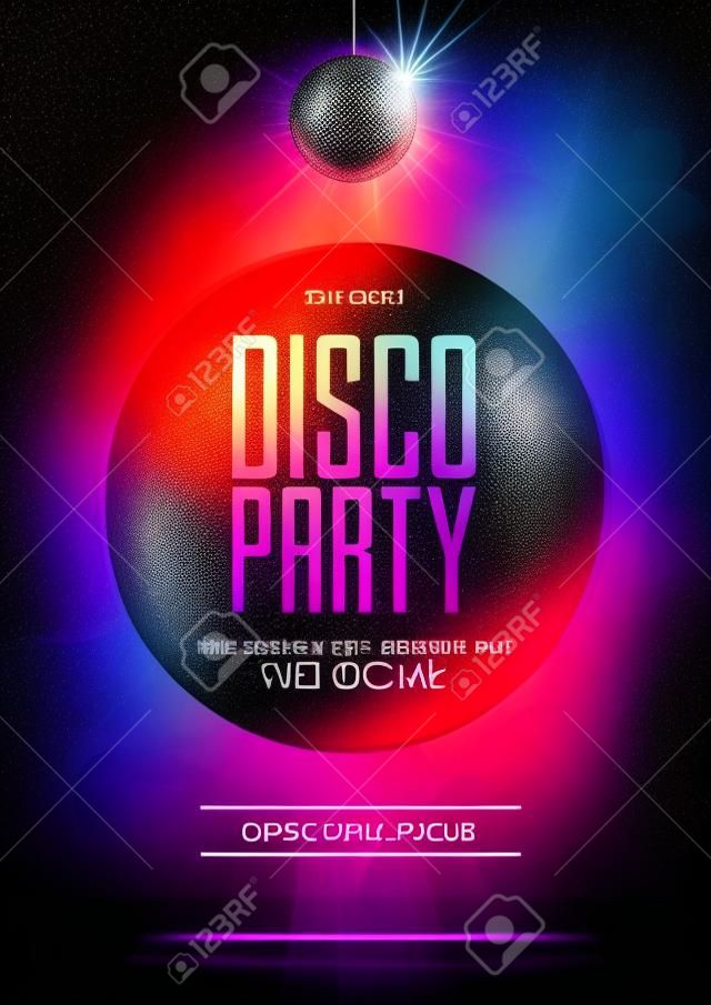 Disco Ball Hintergrund. Disco Party Poster auf offenem Raum Hintergrund. Nachtclub
