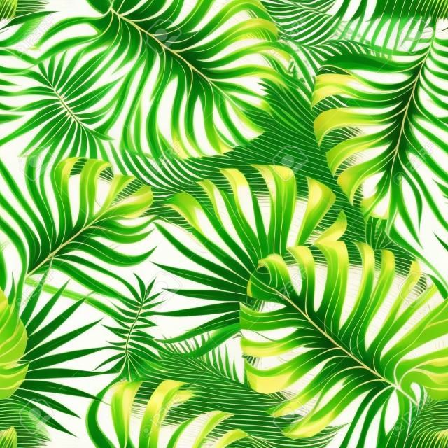 Luxe naadloze patroon met goud en groen tropische bladeren. vector illustratie. zomer achtergrond