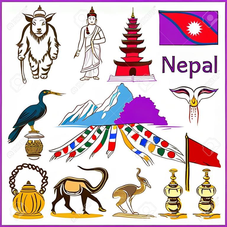 缤纷多彩的尼泊尔图标收藏