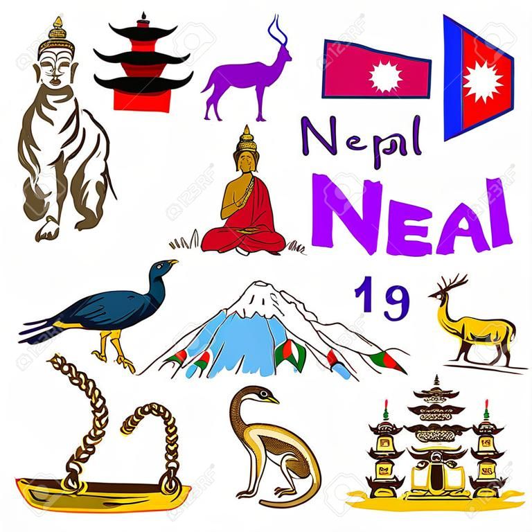 缤纷多彩的尼泊尔图标收藏