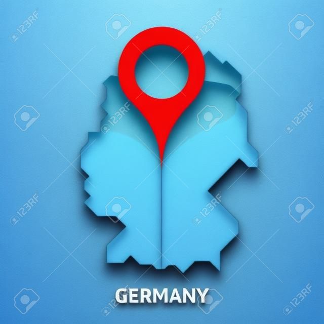 Almanya Haritası mavi arka plan üzerinde izole edilmiştir. Avrupa ülkesi.