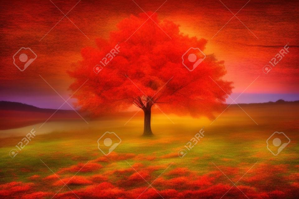 Autumn's Whispers: Tree of Life Represented by a Mesmerizing Autumn Tree. Generative AI