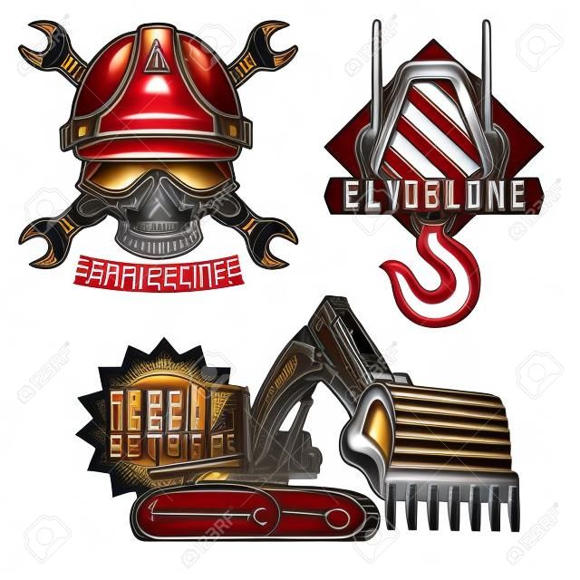 Set of building emblems, labels, badges, logos. Isolated on white