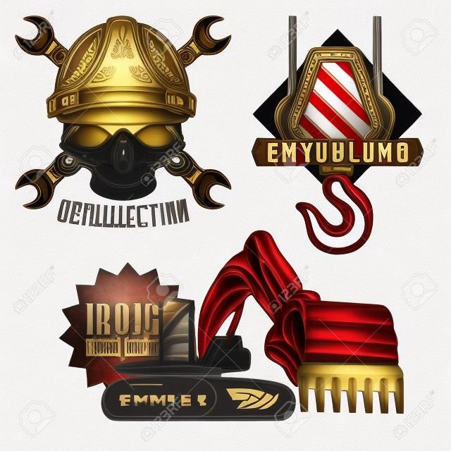 Set of building emblems, labels, badges, logos. Isolated on white